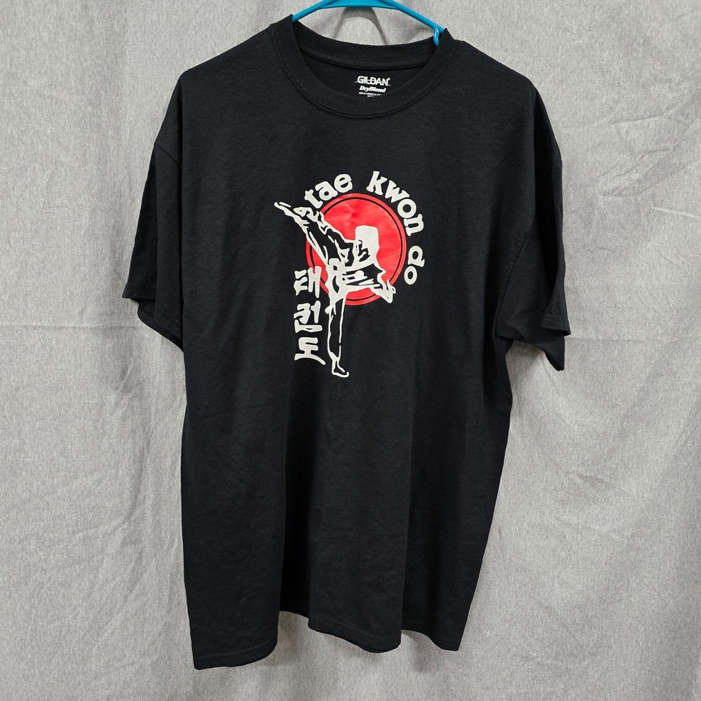 Gildan DryBlend Mens Tae‎ Kwon Do Graphic T-Shirt Black Size Large Martial Arts
